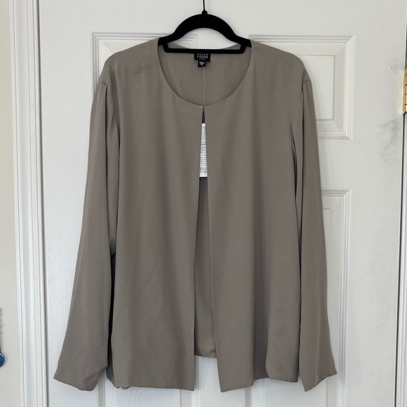 Eileen Fisher Jackets & Blazers - Eileen Fisher Silk Georgette Roundneck Jacket with Front Clasp